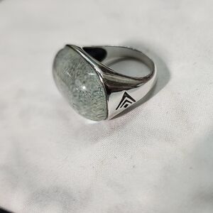 Silpada .925 Sterling Silver Green Paper Glass Dome Heirloom Ring Size 9